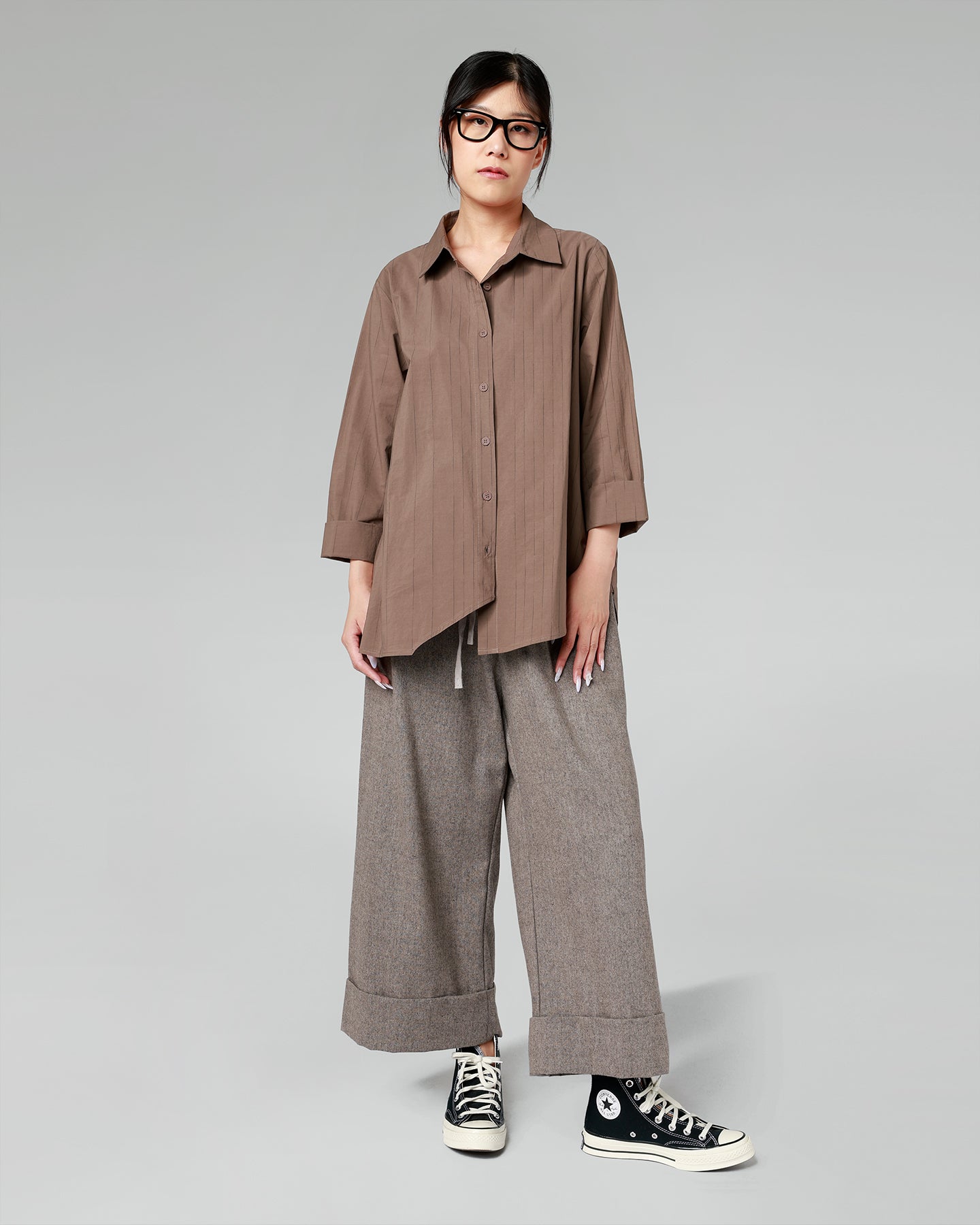CHEMISE EN COTON AVEC TRAPPES