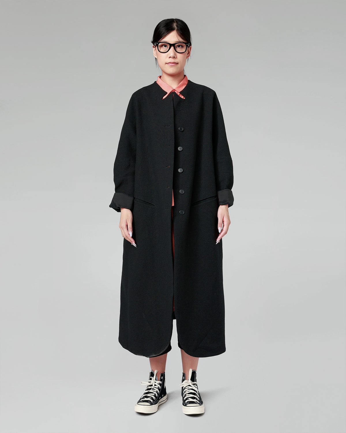 SCULPTED NECKLINE COAT