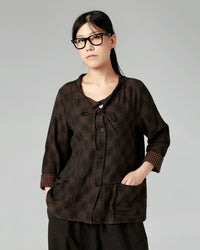 BRAUN KARIERTE STRICKJACKE