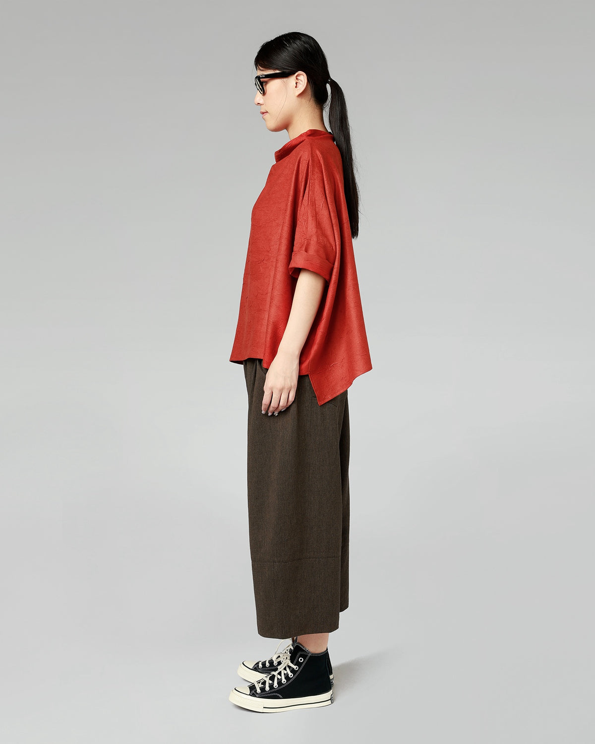 BLOUSE IN HERRINGBONE FABRIC