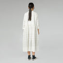 STRIPED DRESS WITH ROUCHE WHITE