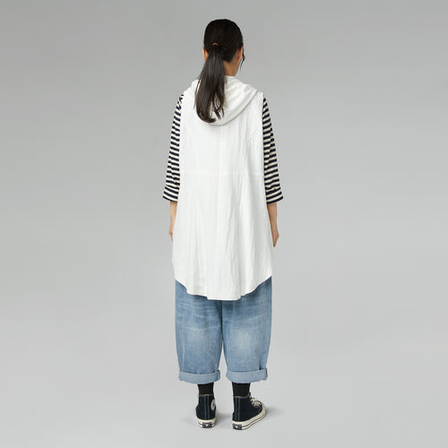 LINED VEST WITH HOOD WHITE