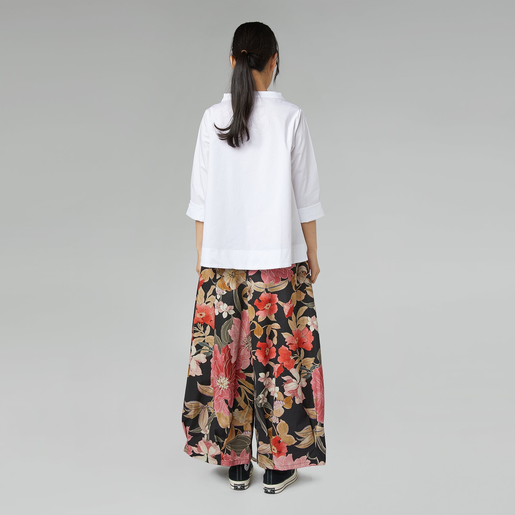 COTTON POPLIN BLOUSE WITH PLEATS