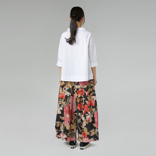 COTTON POPLIN BLOUSE WITH PLEATS