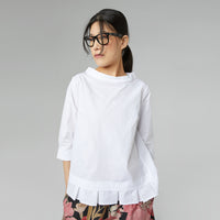 COTTON POPLIN BLOUSE WITH PLEATS