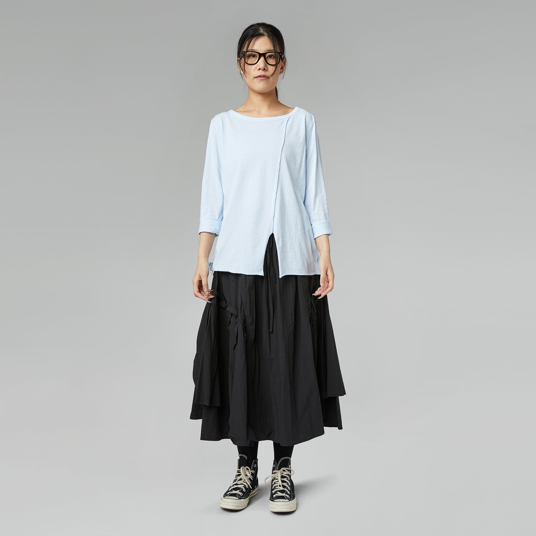 T-SHIRT WITH SLIT SKY BLUE