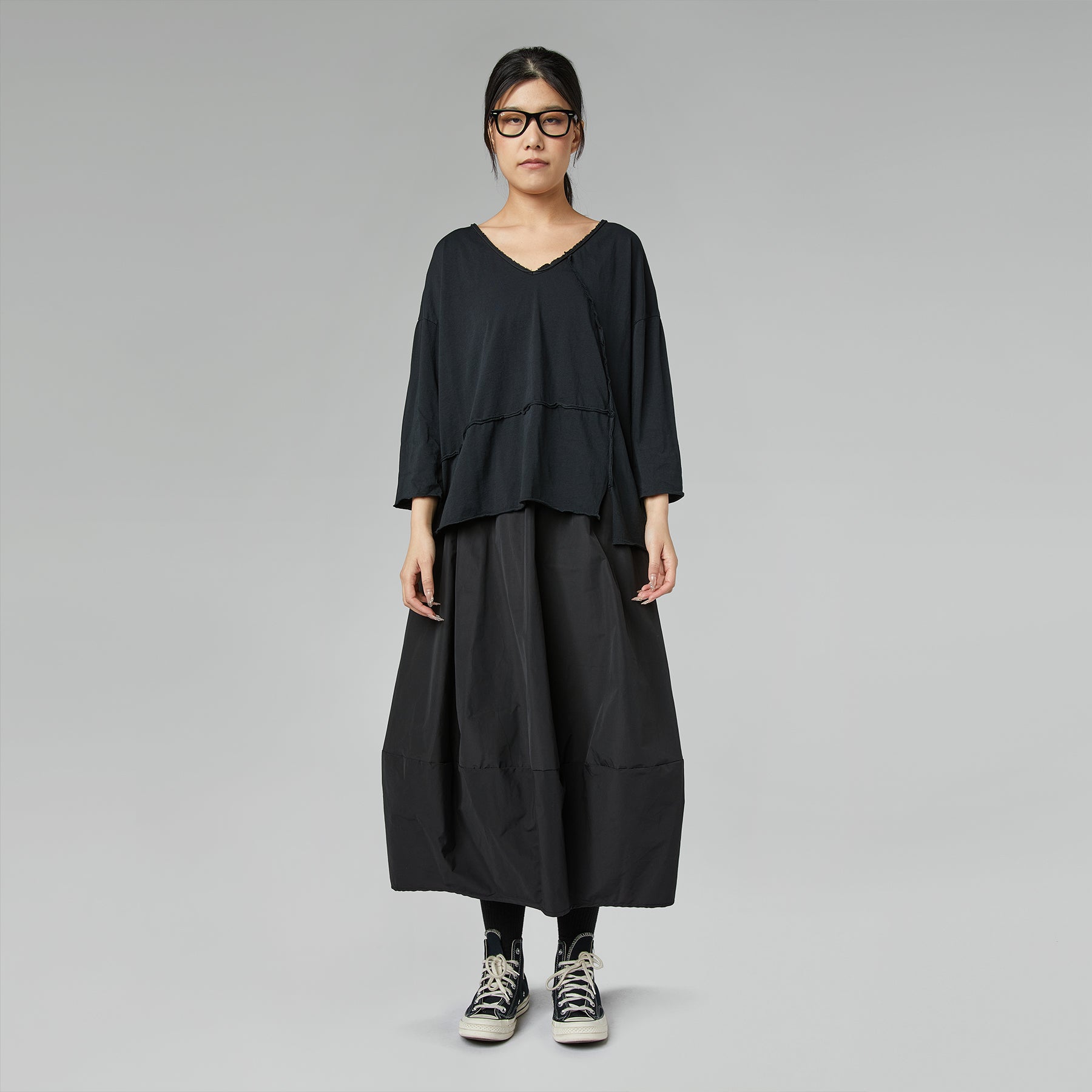 RAW CUT T-SHIRT WITH V NECKLINE