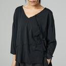 RAW CUT T-SHIRT WITH V NECKLINE