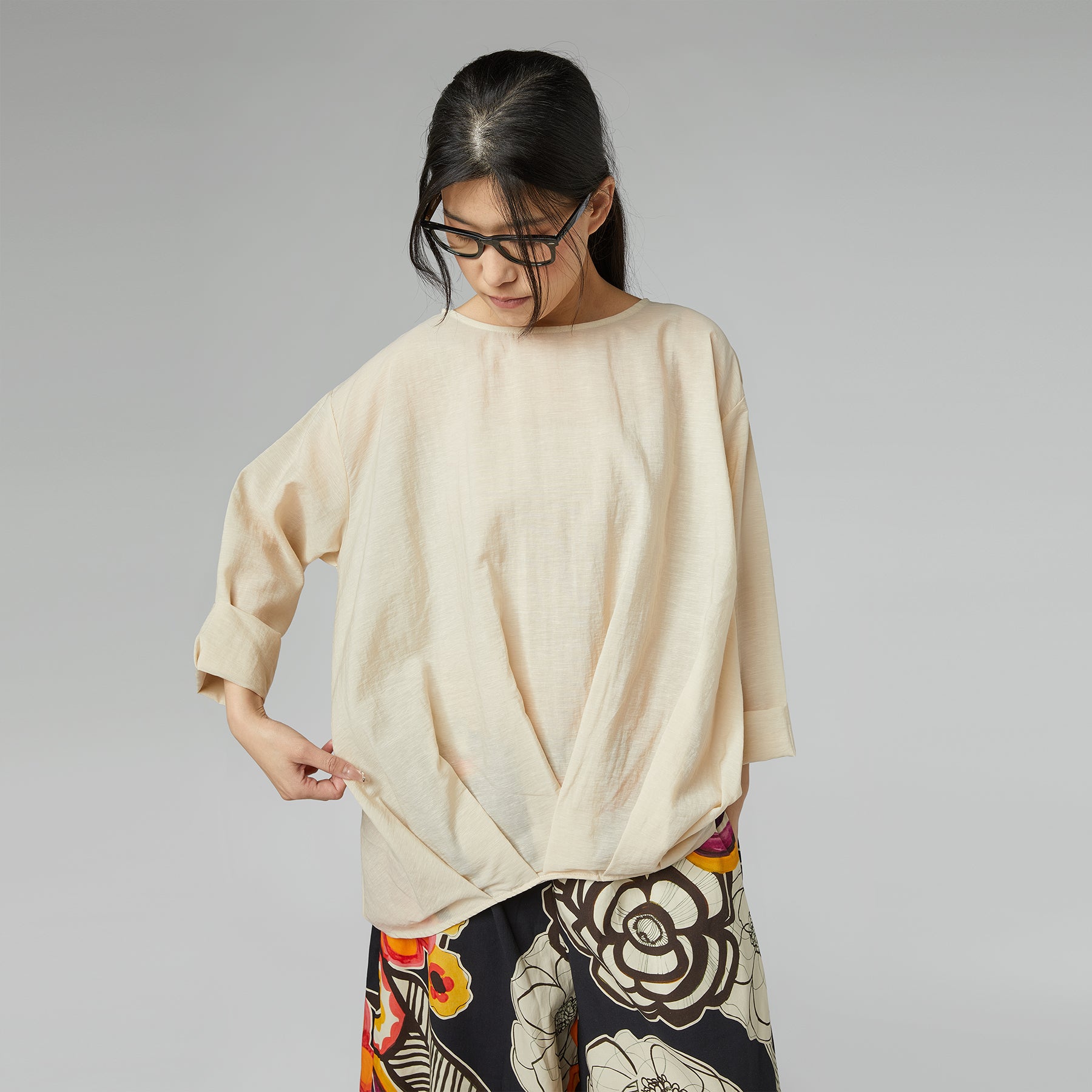 SEMI-SHEER PLEATED BLOUSE