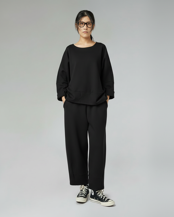 PANTALONI IN TESSUTO NEOPRENE LEGGERO 