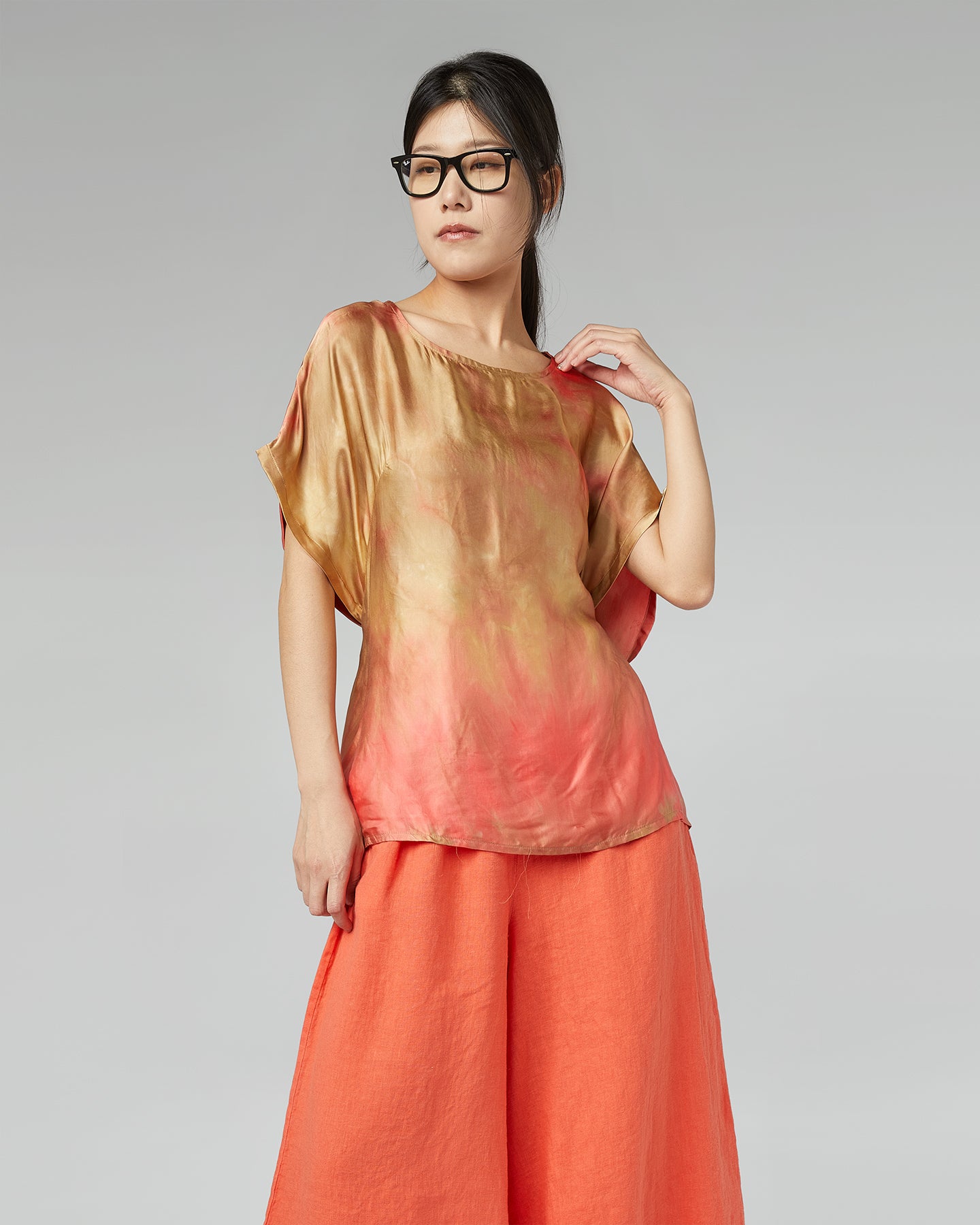 BLUSA IN VISCOSA EFFETTO TIE-DYE