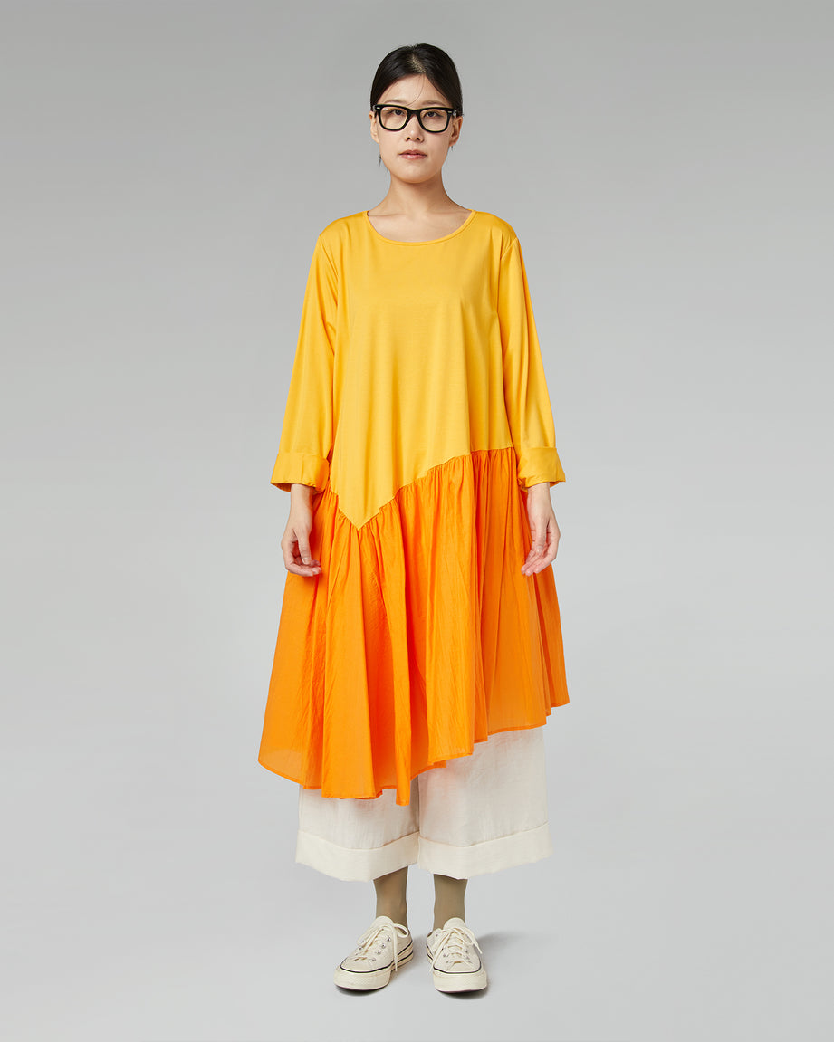DOUBLE FABRIC ASYMMETRIC DRESS