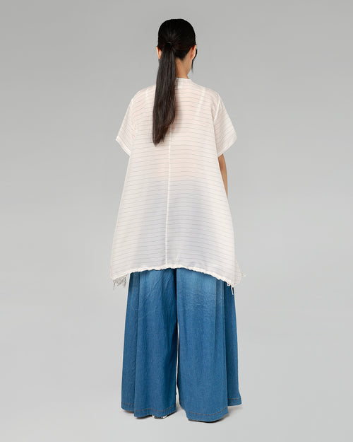 FLARED LIGHT DENIM TROUSERS