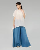 FLARED LIGHT DENIM TROUSERS