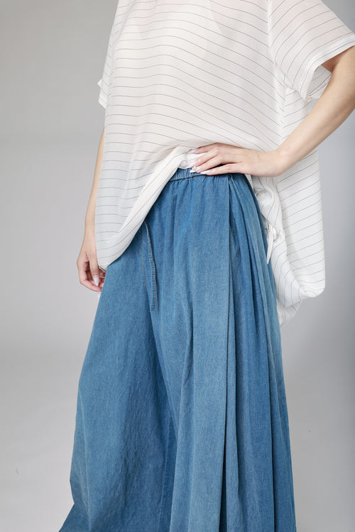 FLARED LIGHT DENIM TROUSERS