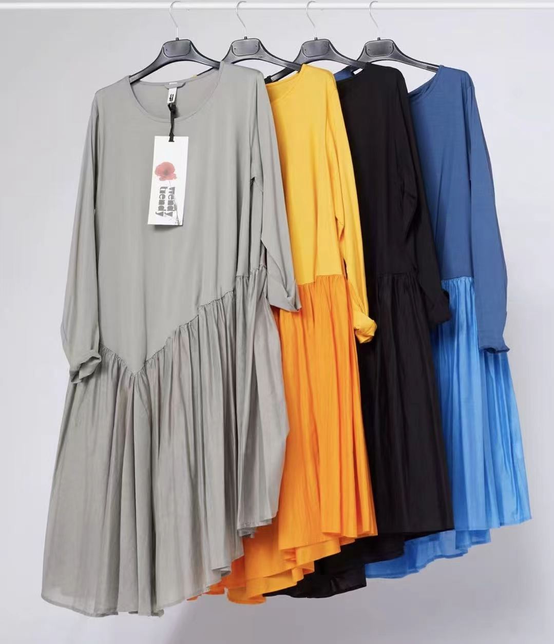DOUBLE FABRIC ASYMMETRIC DRESS