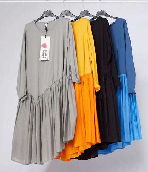 DOUBLE FABRIC ASYMMETRIC DRESS