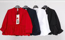 BLOUSE WITH ROUCHE AND POINTED COLLAR RED